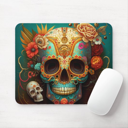 Tapis De Souris Sugar Skull Day Of The Dead (Avec souris)