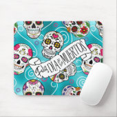 Tapis De Souris Sugar Skulls and Swirls Rose Turquoise ID725 (Avec souris)