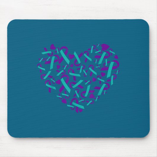Tapis De Souris Suicide Prevention Awareness Teal &amp; Purple Rib (Devant)