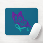 Tapis De Souris Suicide Prevention Awareness Teal &amp; Purple Rib (Avec souris)