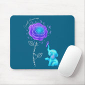 Tapis De Souris Suicide Prevention Teal Purple Flower Elephant Rib (Avec souris)
