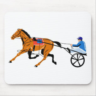 Tapis De Souris sulkies de course de chevaux de chariot de harnais
