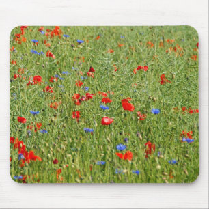 Tapis De Souris Summer field with red and blue flowers