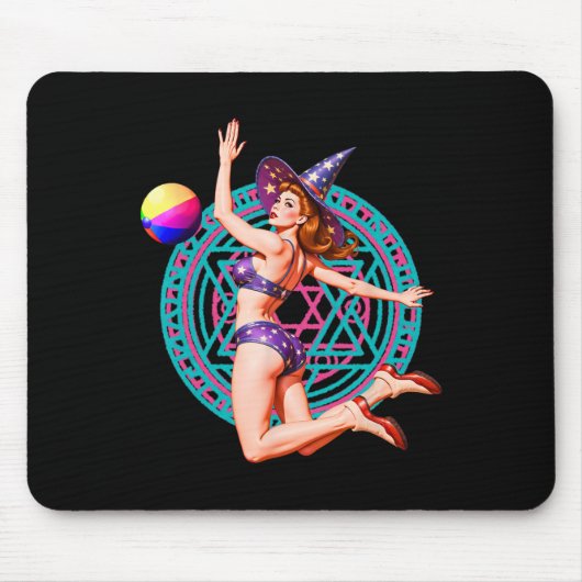 Tapis De Souris Summerween Beach Ll Pin-up Y Witch Halloween Magic (Devant)