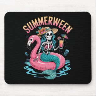 Tapis De Souris Summerween Mermaid Skeleton Beach Flamant rose Hal
