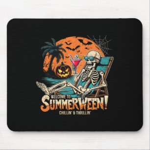 Tapis De Souris Summerween Skeleton Beach Halloween Art Tropical