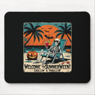 Tapis De Souris Summerween Skeleton Beach Halloween Art tropical 1