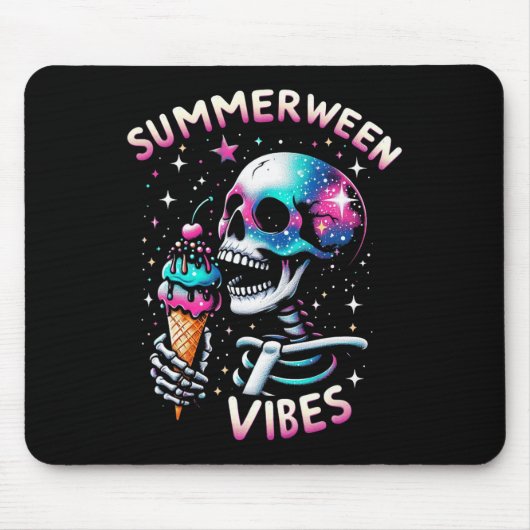 Tapis De Souris Summerween Vibes Skeleton Crème glacée été Hallowe (Devant)
