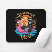 Tapis De Souris Summerween Vibes Skeleton Flamant rose Hallowee Éf (Avec souris)