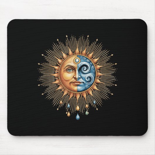 Tapis De Souris Sun And Moon Celestial Boho Mystical Hipe 90s (Devant)