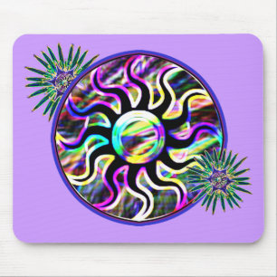 Tapis De Souris Sun psychédélique et lune Mousepad