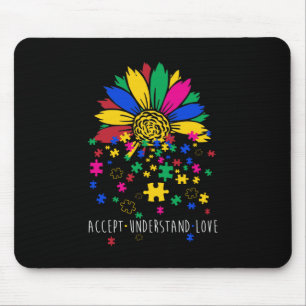 Tapis De Souris Sunflower Accepter Comprendre l'Amour Monde Autism