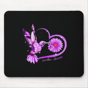 Tapis De Souris Sunflower Heart Purple Ribbon Sensibilisation à la