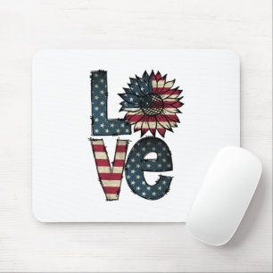Tapis De Souris Sunflower Love Drapeau américain Étoiles et ra