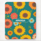 Tapis De Souris Sunflower Retro Coloré Motif personnalisé (Devant)