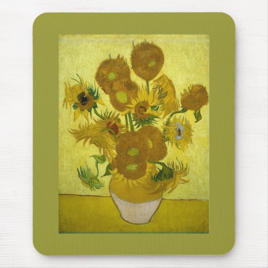 Tapis De Souris Sunflowers dans Vase Van Gogh Art (Devant)