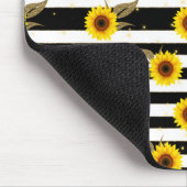 Tapis De Souris Sunflowers with Black and White Horizontal Lines (Coin)