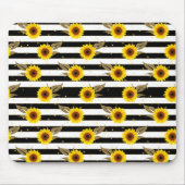 Tapis De Souris Sunflowers with Black and White Horizontal Lines (Devant)