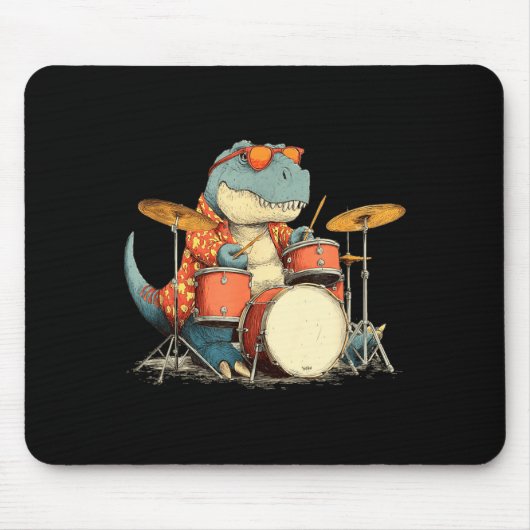 Tapis De Souris Sungles Rockstar Dinosaur With Cool Drums Costume (Devant)
