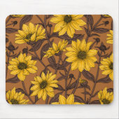 Tapis De Souris Sunroot, tournesol sauvage en jaune et marron (Devant)