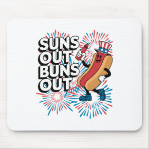 Tapis De Souris Suns Out Buns Out Funny 4 juillet Hot Dog Patrio