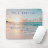 Tapis De Souris Sunset Beach Avec Des Vagues Douces, Votre Message (Avec souris)
