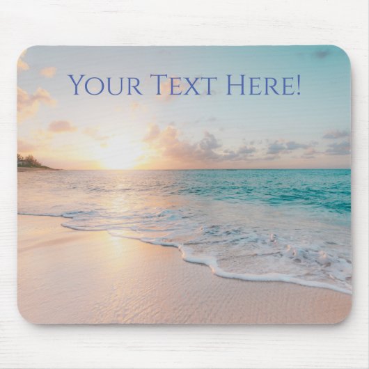 Tapis De Souris Sunset Beach Avec Des Vagues Douces, Votre Message (Devant)