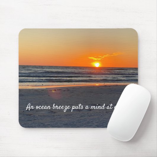 Tapis De Souris Sunset Beach Photo Avec Citation (Avec souris)