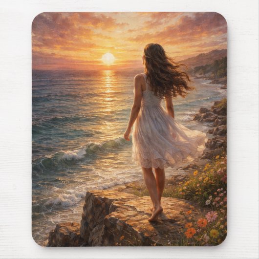 Tapis De Souris Sunset Ocean Aesthetic Mouse Pad (Devant)