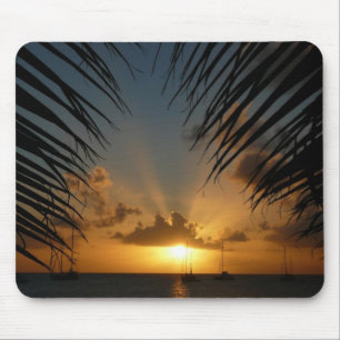 Tapis De Souris Sunset Through Palm Fronds