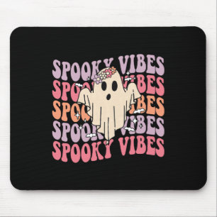 Tapis De Souris Super Halloween Vibes Éffrayantes Rétro Fantôme Fl