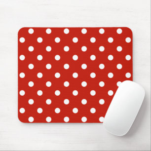 Tapis De Souris Super Mignonne Mousepad Rouge Avec Pois Blancs