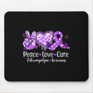 Tapis De Souris Super Peace Love Cure Purple Ribbon Fibromyalgie