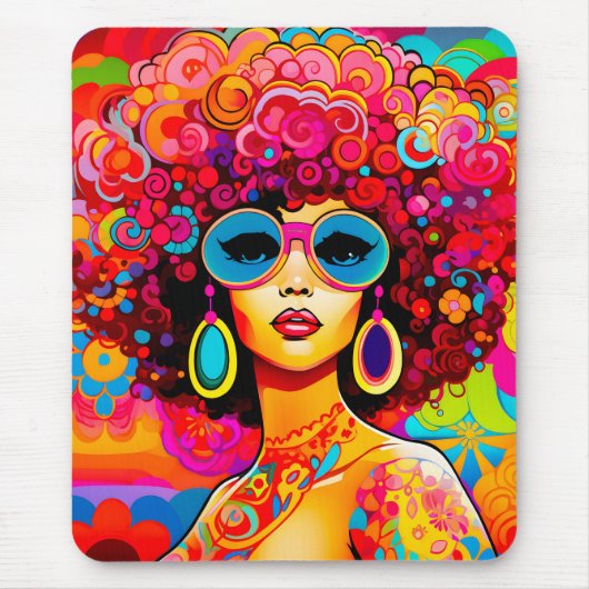 Tapis De Souris Super Retro Afro Chic Pop Art (Devant)