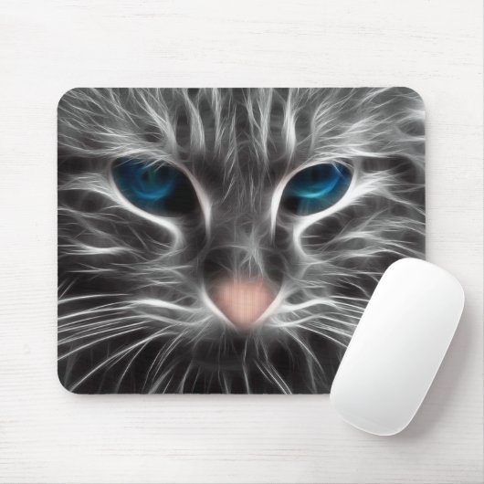 Tapis De Souris Superbe Chat aux Yeux Bleus (Avec souris)