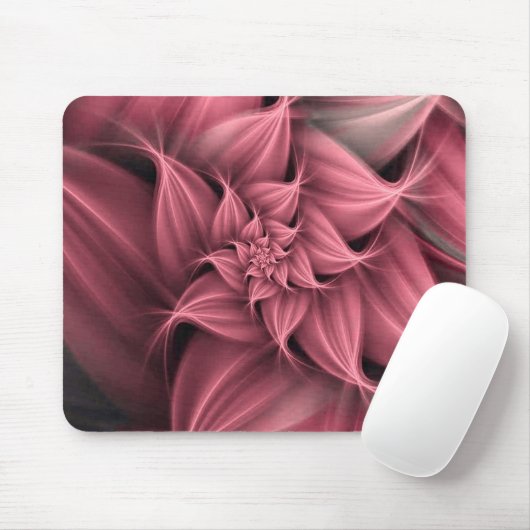 Tapis De Souris Superbe fleur rose corail fractale (Avec souris)