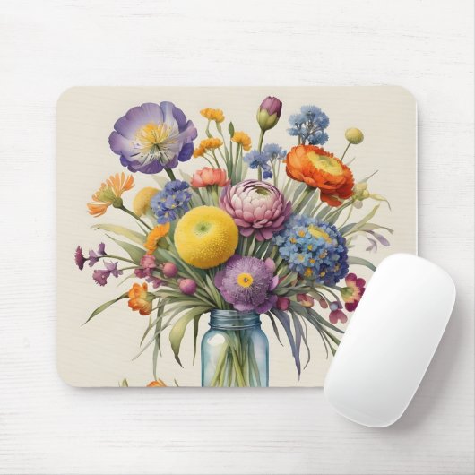 Tapis De Souris Superbe mousepad fleuri (Avec souris)