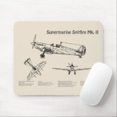 Tapis De Souris Supermarine Spitfire - Plan directeur de l'avion S (Avec souris)