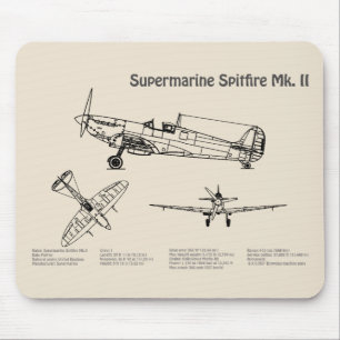 Tapis De Souris Supermarine Spitfire - Plan directeur de l'avion S