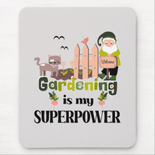 Tapis De Souris Superpuissance du jardin, jardinier mignon