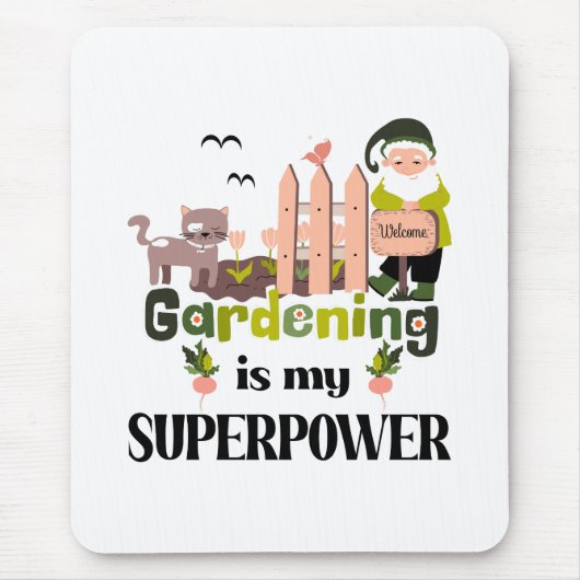 Tapis De Souris Superpuissance du jardin, jardinier mignon (Devant)