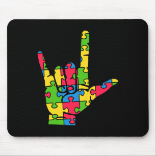 Tapis De Souris Support Autism Love Sign Language
