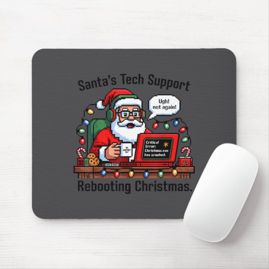 Tapis De Souris Support Santa Rebooting Tech s Joke (Avec souris)