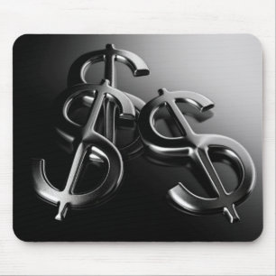 Tapis de souris sur fond noir finance et dollar