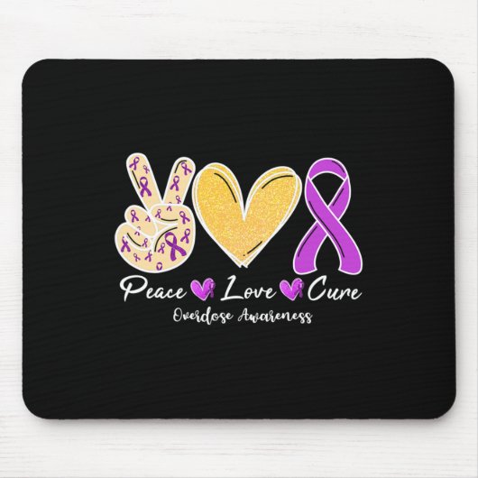 Tapis De Souris Surdose Sensibilisation Paix Amour Coeur Ribbon Fa (Devant)