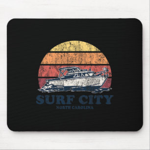 Tapis De Souris Surf City Nc Bateau Vintage Années 70 Design Rétro