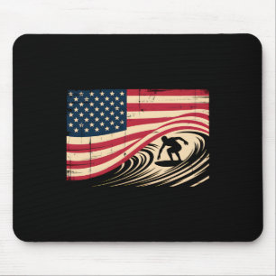 Tapis De Souris Surf Cool Pour Hommes Femmes 4 Juillet Drapeau Amé