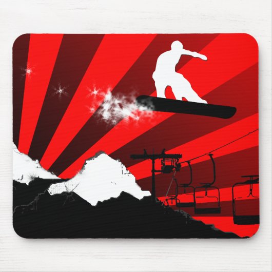 Tapis De Souris surf des neiges. rouge (Devant)