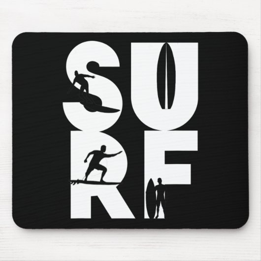 Tapis De Souris Surfeur avec planches de surf dans le cavalier de  (Devant)