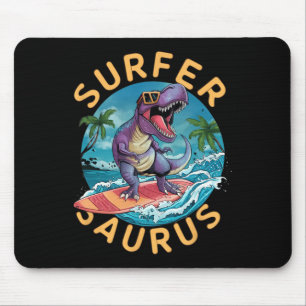 Tapis De Souris Surfeur Saurus T-rex Dinosaures Surfant Cavalier D